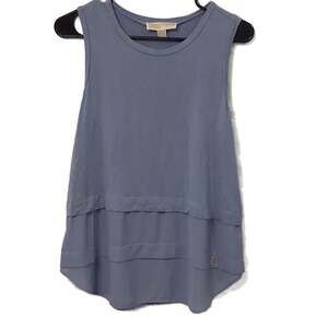 Michael Kors Women’s Light Blue Tiered Hem Sleeveless Top, Size L